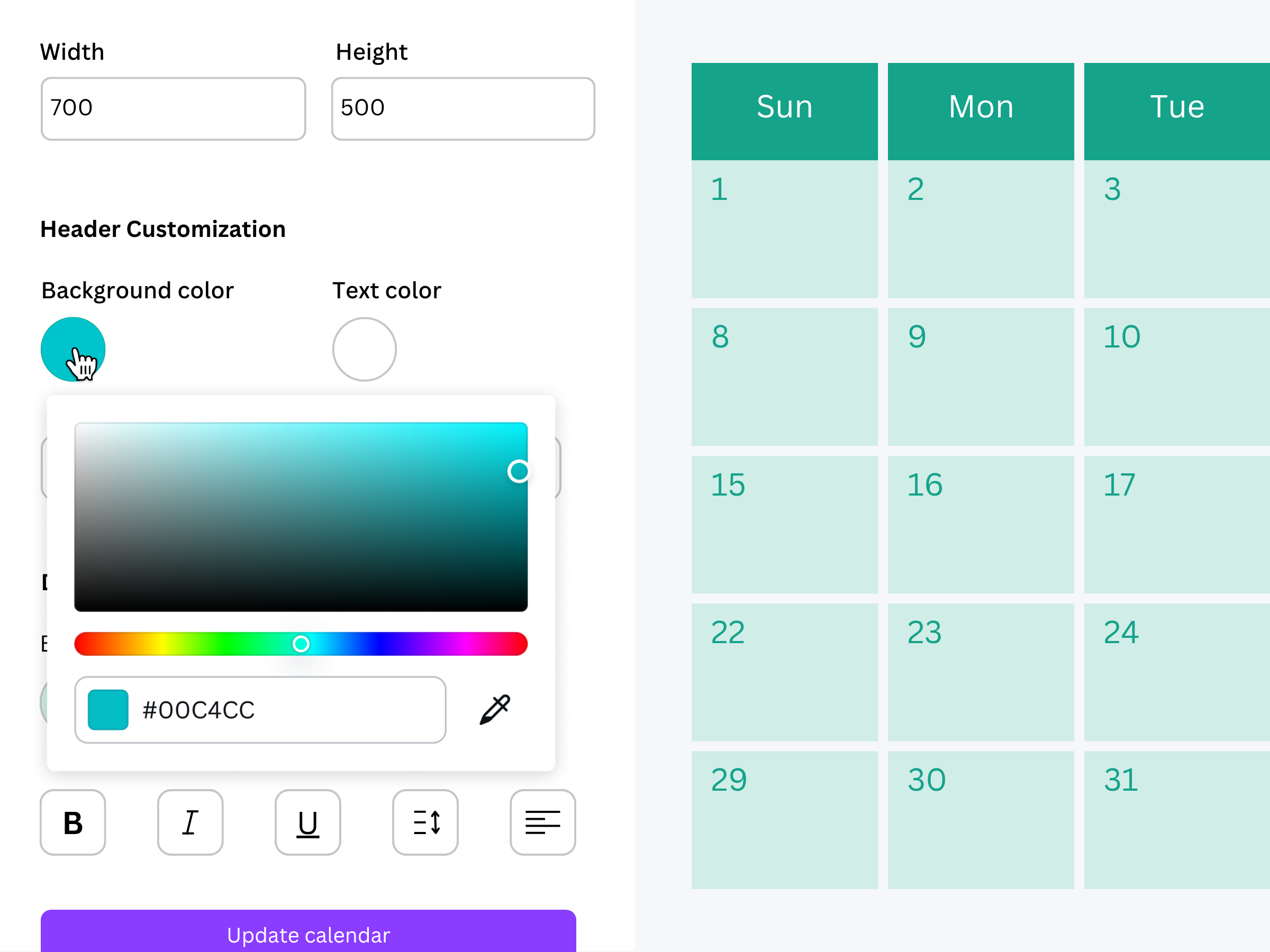 Calendar Builder – Add calendars to your design with ease