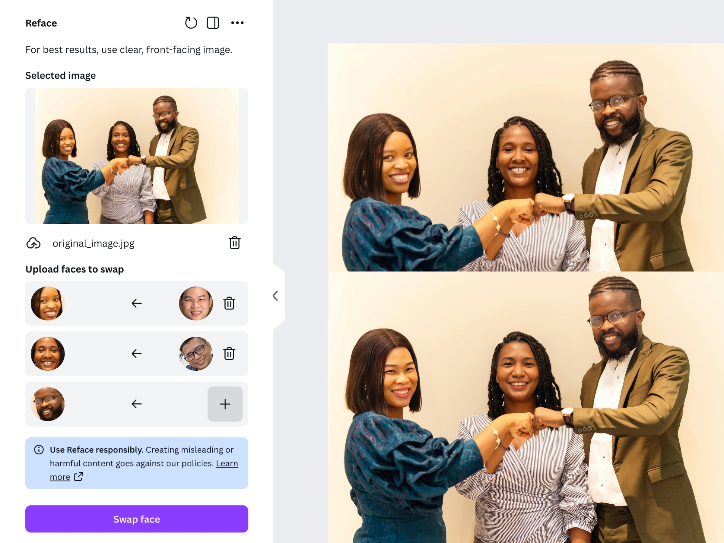 Reface – AI-powered face swap app for unique portraits